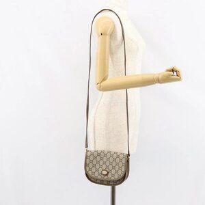 GUCCI GG Plus Supreme Shoulder Bag PVC Beige Gold Auth ka473